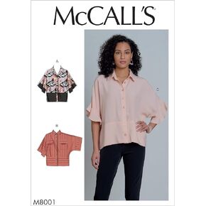 McCall's M8001ZZ Easy Women's Loose Fitting Button-Up Blouse Sewing Patterns, Sizes 16-26