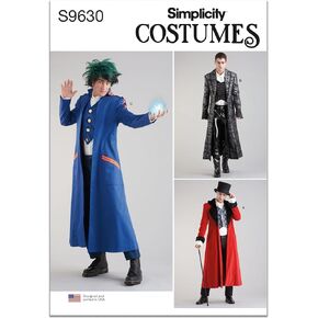 Simplicity Men's Costume Coats Sewing Pattern Kit, Code S9630, Sizes 44-46-48-50-52, Multicolor