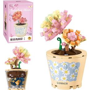 Mini Blocks 225PCS Succulent Plant Bonsai Building Set, Office and Room Decor Succulents Flowers Model Building Toys, Birthday Gift for Adult Boys Girls Woman (804206)