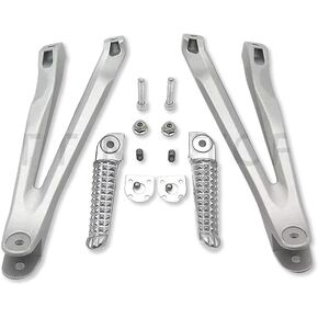 HTTMT MT390-005-BK Black Silver Rear Passenger Foot Pegs Bracket Compatible with Yzf R1 2004-2008