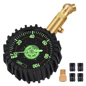 مقياس ضغط الإطارات (0-100 رطل لكل بوصة مربعة) عالي التحمل، معتمد من ANSI دقيق مع قرص متوهج كبير سهل القراءة مقاس 2.5 بوصة، مقياس ضغط هواء منخفض ومرتفع. مقياس الإطارات لإطارات السيارات والشاحنات in Kuwait