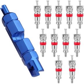 SAVITA 11pcs Valve Core Bike Kits, Stainless Steel Valve Cores for Tires Valve Cores Remover Tool for Cars Trucks Motorcycles and Bicycles (Blue)