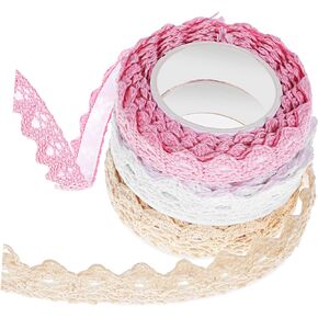 COHEALI 3 Rolls Self Adhesive Wedding Decor Boho Ribbon Gift Tape Wedding Decoration Lace Scrapbooking Tape Decorative Tape Lace Masking Tape Crafts Tapes Lace Trim Tapes Lace Tapes Cotton