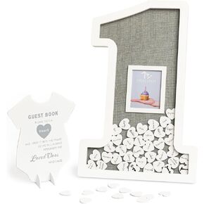 GLM Premium Baby Shower Guest Book with Welcome Sign & 50 Hearts - Perfect Keepsake Memory Book for Boy & Girl Baby Shower Decorations, Alternative to Traditional Guest Books!
