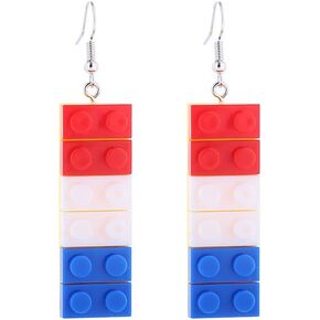 Red White Blue Star Dangle Earrings American Patriotic Flag 4th of July Earring for Women Girls Independent Memorial Day Glitter Sequins Ball Holiday Party Accessories Gifts
