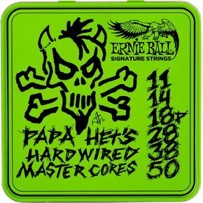 أوتار جيتار كهربائي من Ernie Ball Papa Het's Hardwired Master Core Signature، 3 عبوات من القصدير، إصدار محدود، مقياس 11-50 (P03821) in Kuwait