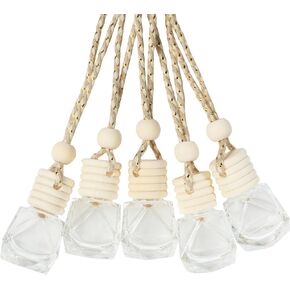 5PCS Car Air Freshener,Car Essential Oil Diffuser,Car Accessories Empty Refillable Clear Glass Essential Diffuser Car Oil Diffuser,Hanging Perfume Pendant,Auto Decor Accessories for Man Women