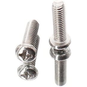 50-Pack M3 x 10mm Pan Head Phillips Drive Machine Screws Hex Nuts Set, Stainless Steel 304