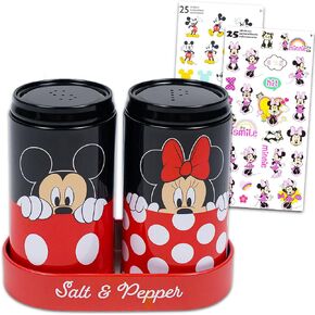 Mickey and Minnie Salt and Pepper Shakers - Disney Kitchen Accessories Bundle with Mickey and Minnie Salt and Pepper Shakers Plus Stickers | Mickey and Minnie Collectibles