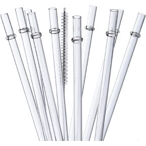 ALINK 10.5 in Tritan Hard Plastic Clear Straws, Long Reusable Clear Replacement Tumbler Drinking Straws for 16 oz 20 oz 30 oz Stanley, YETI, Starbucks, Mason Jars, Set of 10 with Brush
