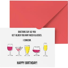 Funny Happy Birthday Card for Women and Men | "As you get older You may need glasses" Adult Bday Card with Envelope | 30th, 40th, 50th, and 60th birthday gifts for women and men in Kuwait
