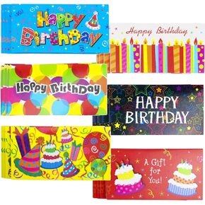 Iconikal Gift Card/Money Holders with Envelopes, Happy Birthday, 24-Pack
