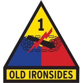 US Army - 1st Armored Division Old Ironsides Patch Decal - 3.5 Inch Tall Full Color Decal, Sticker