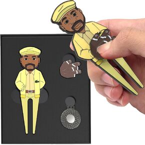 K9King Set of Golf Brown Ball Marker, magnetic hat clip and Divot Tool - Ideal Groomsman Gift, Complete Golf Accessories Kit for Men and Women | Unique Hat Clip - Bag Accessories and Funny Ball Marker