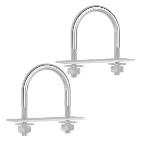 2 Sets 304 Stainless Steel Round Bend U-Bolts 1.77"(45mm) Inner Width 2.56"(65mm) Length M6 with Nuts, Frame Plate, Washers, Accessories for Boat Trailer Axle Sailboat Trailer