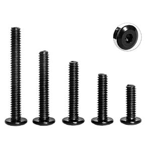 1/4-20 x 3/4", 1", 1-1/4", 1-1/2", 2" Flat Head Socket Head Screw Furniture Bolts Countersunk Connector Screws Assortment Kit, Stainless Steel 18-8 (304), Black Finish, Fully Threaded, 25 PCS