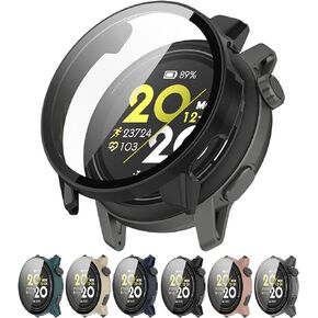 Smartwatch Full Coverage PC Protective Case Cover with Tempered Glass Screen Protector Compatible with Coros Pace 3, Soft and Durable(Black)