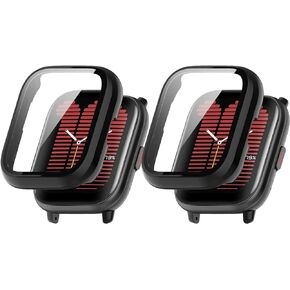Case with Tempered Screen Protector for Amazfit Active, 2 Pack Ultra Slim Full Coverage Hard PC Proctective Watch Protective Cover Bumper Shell Cover for Amazfit Active Black+Black in Kuwait