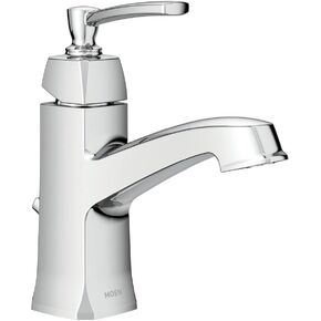 Moen Conway Chrome One-Handle Single Hole or Centerset Bathroom Faucet with Drain Assembly, WS84923