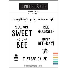 Concord & 9th Sweet Bee Stamp Set - 7 Stamps on 3"x4" on a Clear Sheet for Crafting - Thank You Card, Graduation, Valentine's Day, Birthday Cards