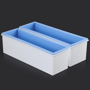 قطعتان من قالب صابون رغيف مع صندوق بلاستيكي، قالب مستطيل من السيليكون المرن 42oz، أداة صنع دوامة للصابون DIY، شموع مصنوعة يدويًا، صب الراتنج، حلويات منزلية الصنع (أزرق)