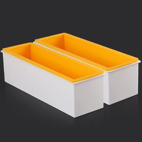 2 Pcs Loaf Soap Mold with Plastic Box, Flexible Silicone Rectangular Mold 42oz, Swirl Making Tool for DIY Soap, Handmade Candles, Resin Casting, Homemade Desserts (Blue)