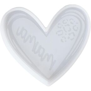 Mama Heart Leopard Car Freshie Silicone Molds,Heart Shape Resin Casting Molds for Aroma Beads Soap DIY