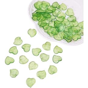PH PandaHall 100pcs Green Flower Beads, Transparent Leaf Bead Charms, 15x15x2mm Frosted Leaves Pendants with 1.5mm Hole for DIY Earrings Pendants Bracelets Jewelry Making Spring Crafts Decor
