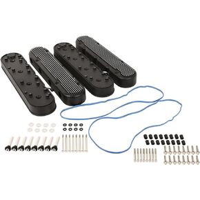 SCITOO LS Cast Aluminum Valve Covers Compatible with Chevrolet Small Block SB V8 293 325 376 427 LS1 LS2 LS3 LS6 LS7, Tall Valve Covers w/Coil Mounts Black