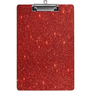 Shiny Red Giltter Clipboard Writing Clipboard for Office School Nursing Acrylic Standard Letter Size A4 Clip Board with Low Profile Metal Clip 9" X 12.5"