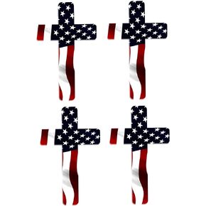 Rogue River Tactical Pack of 4 Red White Blue Cross Decal Sticker American Flag USA Large Inch Patriotic Decal Auto Bumper Sticker Vinyl Car Truck RV SUV Boat Window