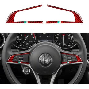 3PCS Car AC Knob Trim Air Conditioner Audio Cover Rotary Decoration Ring Sticker Decal fit for Alfa Romeo Giulia Stelvio 2016 2017 2018 2019 Interior Accessories