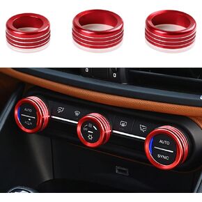 3PCS Car AC Knob Trim Air Conditioner Audio Cover Rotary Decoration Ring Sticker Decal fit for Alfa Romeo Giulia Stelvio 2016 2017 2018 2019 Interior Accessories