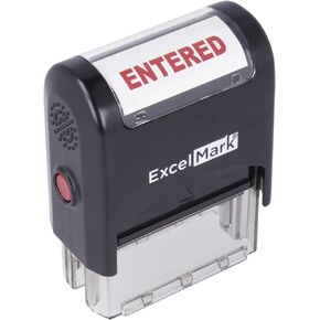 ExcelMark Entered - Self-Inking Rubber Stamp - A1539 Red Ink