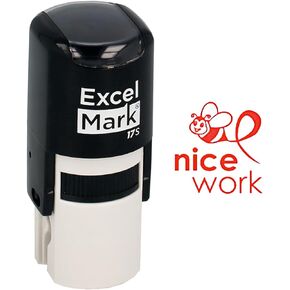 ExcelMark Round Teacher Stamp - Nice Work - RED Ink