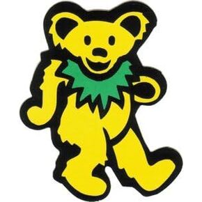 Dancing Bear - Yellow with Green Necklace - Bumper Sticker / Decal