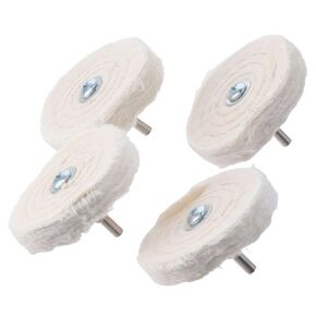 4pcs Polishing Wheel Cotton Pad, 3 Inch Buffing Cotton Wheel with 1/4-inch Stainless Steel Handle for Aluminum Stainless Steel Manifold Chrome