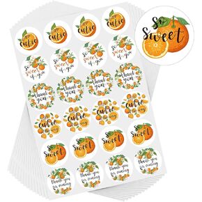Chinco 480 Pieces Little Cutie Baby Shower Stickers Orange Themed Birthday Party Decorations 1 Inch Round Waterproof Self Adhesive Little Cutie Stickers for Baby Shower Birthday Party Supplies