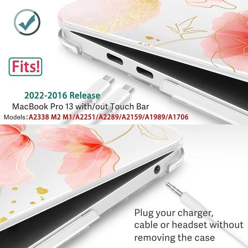 for MacBook Pro 13 inch with Touch Bar, 2022 2021 2020 2019 2018 2017 2016 Release, M2 A2338 M1 A2289 A2251 A2159 A1989 A1706 A1708, Keyboard Cover & Dust Plug, Bow in Saudi Arabia