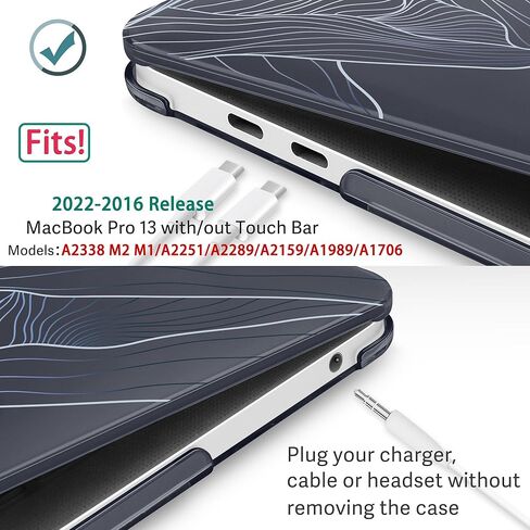 for MacBook Pro 13 inch with Touch Bar, 2022 2021 2020 2019 2018 2017 2016 Release, M2 A2338 M1 A2289 A2251 A2159 A1989 A1706 A1708, Keyboard Cover & Dust Plug, Bow in Kuwait