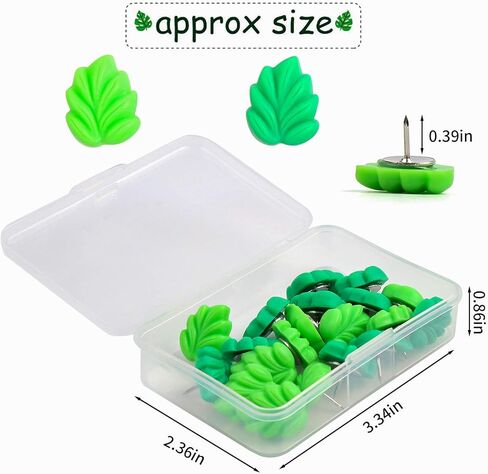 دبابيس دفع مزخرفة من DERAYEE، 20 قطعة من الأوراق الخضراء المسطحة للوحة إعلانات الفلين وتنظيم المكاتب المنزلية in Kuwait