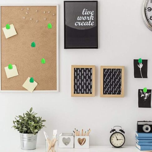 دبابيس دفع مزخرفة من DERAYEE، 20 قطعة من الأوراق الخضراء المسطحة للوحة إعلانات الفلين وتنظيم المكاتب المنزلية in Kuwait