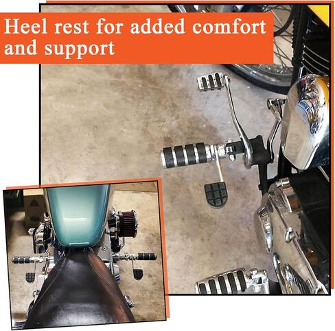 أوتاد قدم مع مسند للكعب، مساند قدم مضادة للاهتزاز مع دعم للكعب/ ركاب لدراجة Harley Sportster Softail Dyna FXWG FXR، أسود in Kuwait