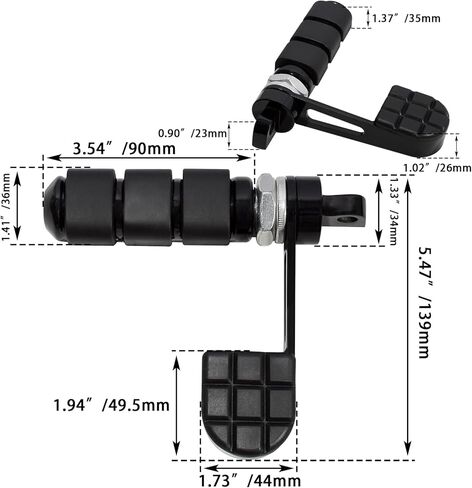 أوتاد قدم مع مسند للكعب، مساند قدم مضادة للاهتزاز مع دعم للكعب/ ركاب لدراجة Harley Sportster Softail Dyna FXWG FXR، أسود in Kuwait