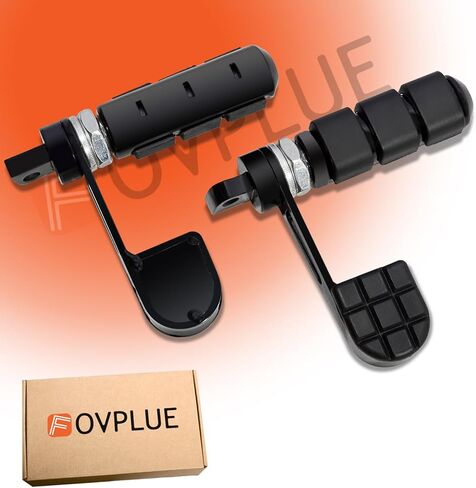 أوتاد قدم مع مسند للكعب، مساند قدم مضادة للاهتزاز مع دعم للكعب/ ركاب لدراجة Harley Sportster Softail Dyna FXWG FXR، أسود in Kuwait