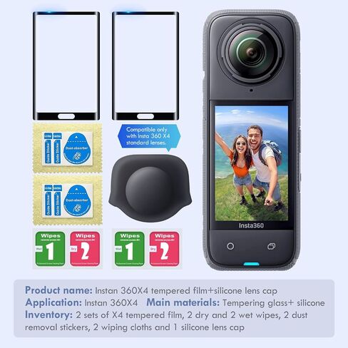 2 Pack Insta 360 X4 Screen Protector Film,Insta360 X4 Screen Protector for Insta360 X4 Accessories,Curved Edges for Seamless Fit,Tempered Glass LCD Display Film,Ultra HD,9H Hardness,Scratch Resistant in Saudi Arabia