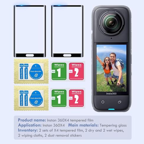 2 Pack Insta 360 X4 Screen Protector Film,Insta360 X4 Screen Protector for Insta360 X4 Accessories,Curved Edges for Seamless Fit,Tempered Glass LCD Display Film,Ultra HD,9H Hardness,Scratch Resistant in Saudi Arabia