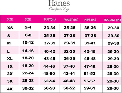 طقم بيجامة نسائية للنوم والاستراحة من Hanes، ألوان متعددة، مقاسات متعددة in Saudi Arabia