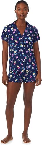 Lauren Ralph Lauren Short Sleeve Notch Collar Boxer PJ Set Navy Ground Floral LG (US 12-14) in Saudi Arabia