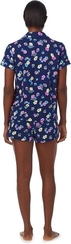 Lauren Ralph Lauren Short Sleeve Notch Collar Boxer PJ Set Navy Ground Floral LG (US 12-14) in Saudi Arabia